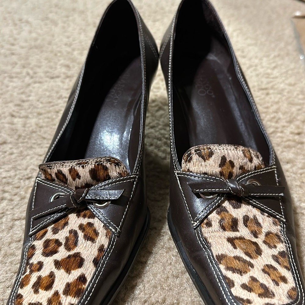 Franco Sarto Heeled Cheetah Loafers